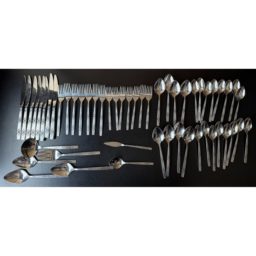 Oneida Profile‎ Stainless Flatware Silverware Set 53 Pc Knives Forks Spoons Vtg